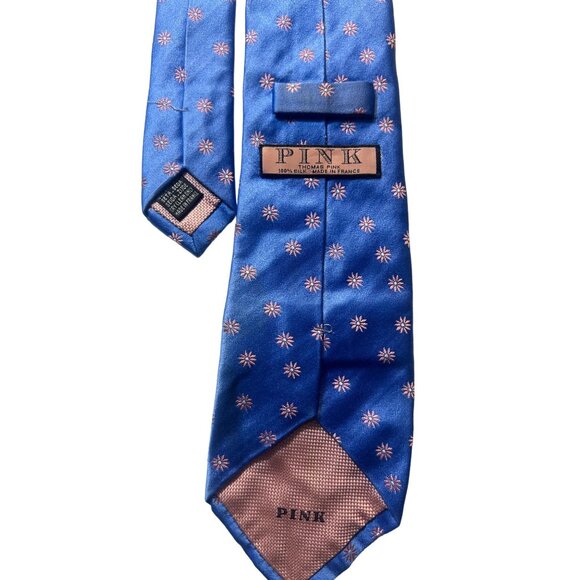 Thomas Pink 100% Silk Blue Floral Pattern Tie - Picture 4 of 6